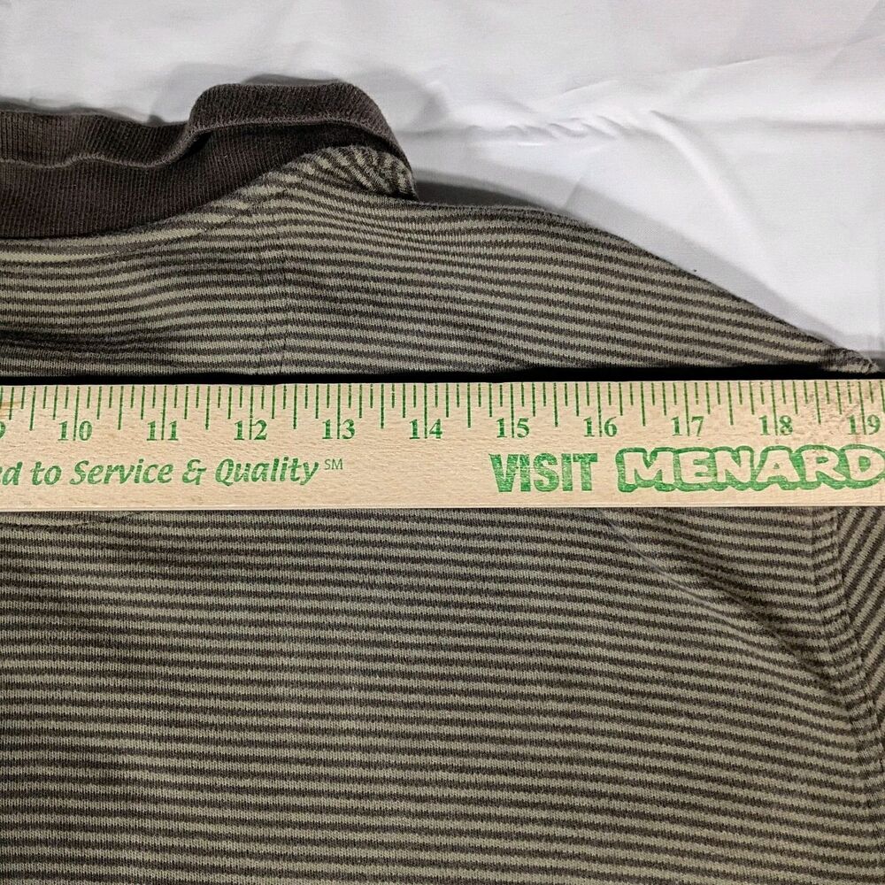 Eddie Bauer Striped Heavyweight 100% Cotton Polo Shirt Men's L Tall Brown SOFT - Picture 8 of 8